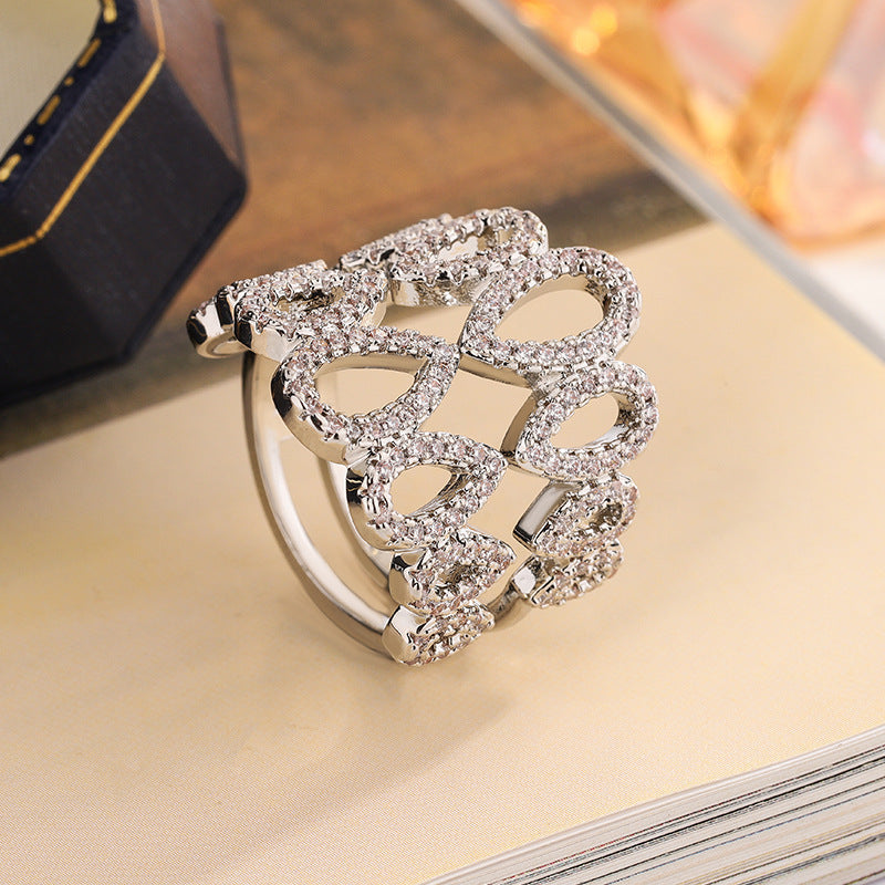 Inlaid Zircon European And American Women's Ring