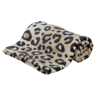 Trixie dog blanket leo soft plush cream leopard print