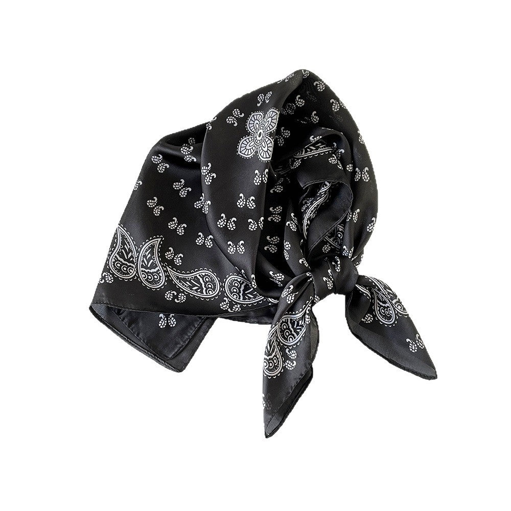 Silk Scarf Black Paisley Belt Decorative Waist Seal Hair Band