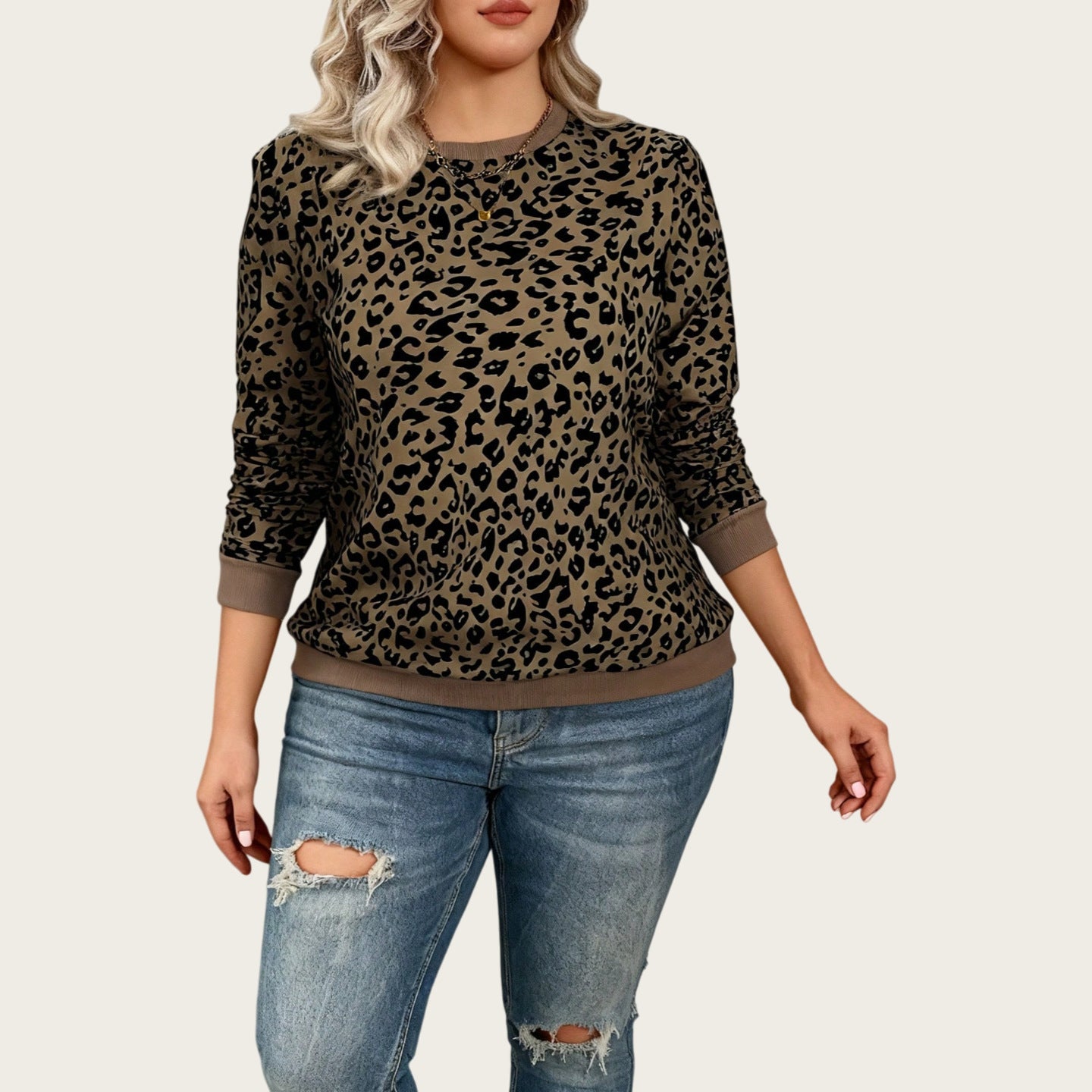 Lady's Leopard Print Sweatshirt Size EuropeanAmerican