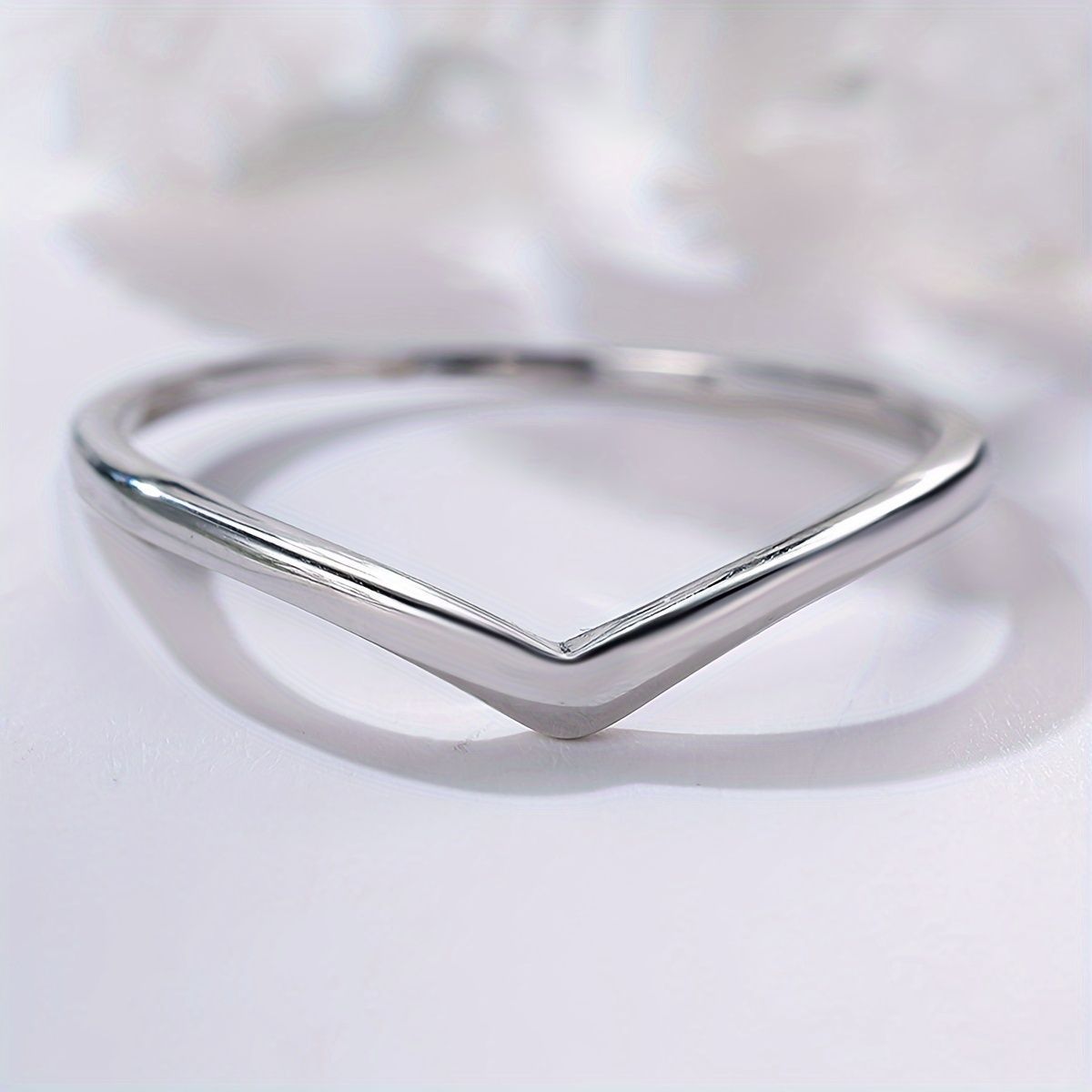 S925 Sterling Silver Light Luxury Japanese And Korean Style All-match V-shaped Female Ring