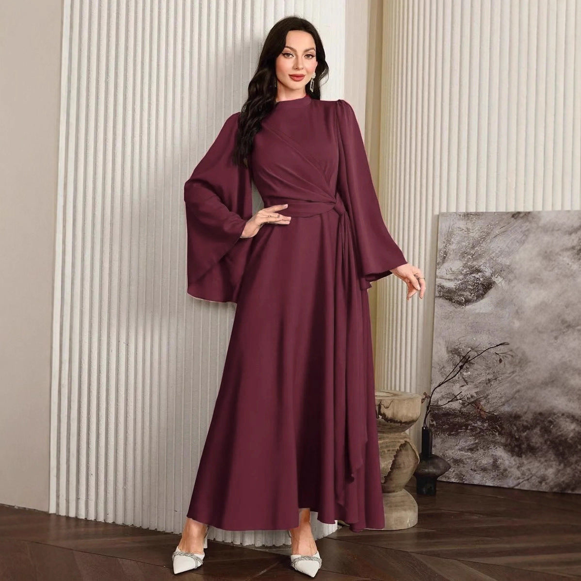 Women's Long Sleeve Solid Color Temperament Elegant Dress