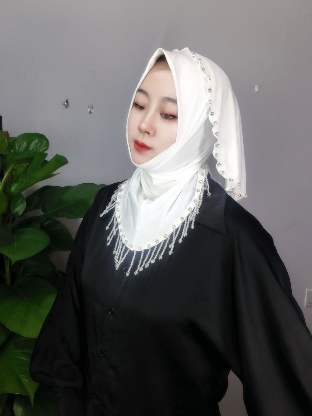 Crystal Tassel Dovetail Large Version Crystal Linen Fabric Scarf