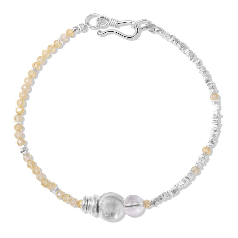 Women's Small Pieces Of Silver Brushed Ball Bracelet Design