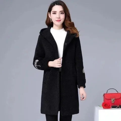 Wool Double-sided Fleece Coat Embroidery Thickening