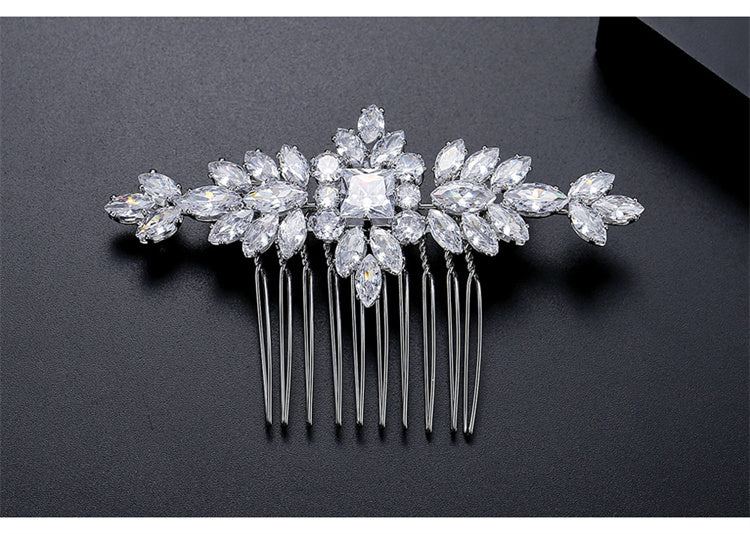 S925 Pure Silver Moissanite Fashionable New Bride Hair Comb Light Luxury Headwear