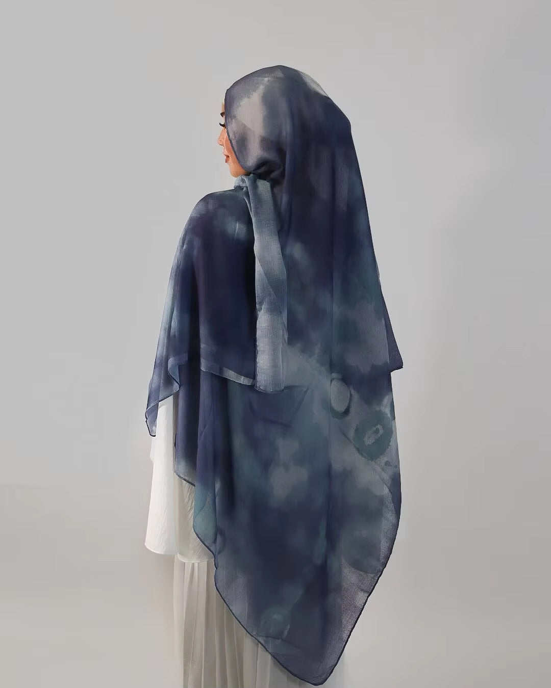 Watercolor Series Satin Polyester Ethnic Shawl