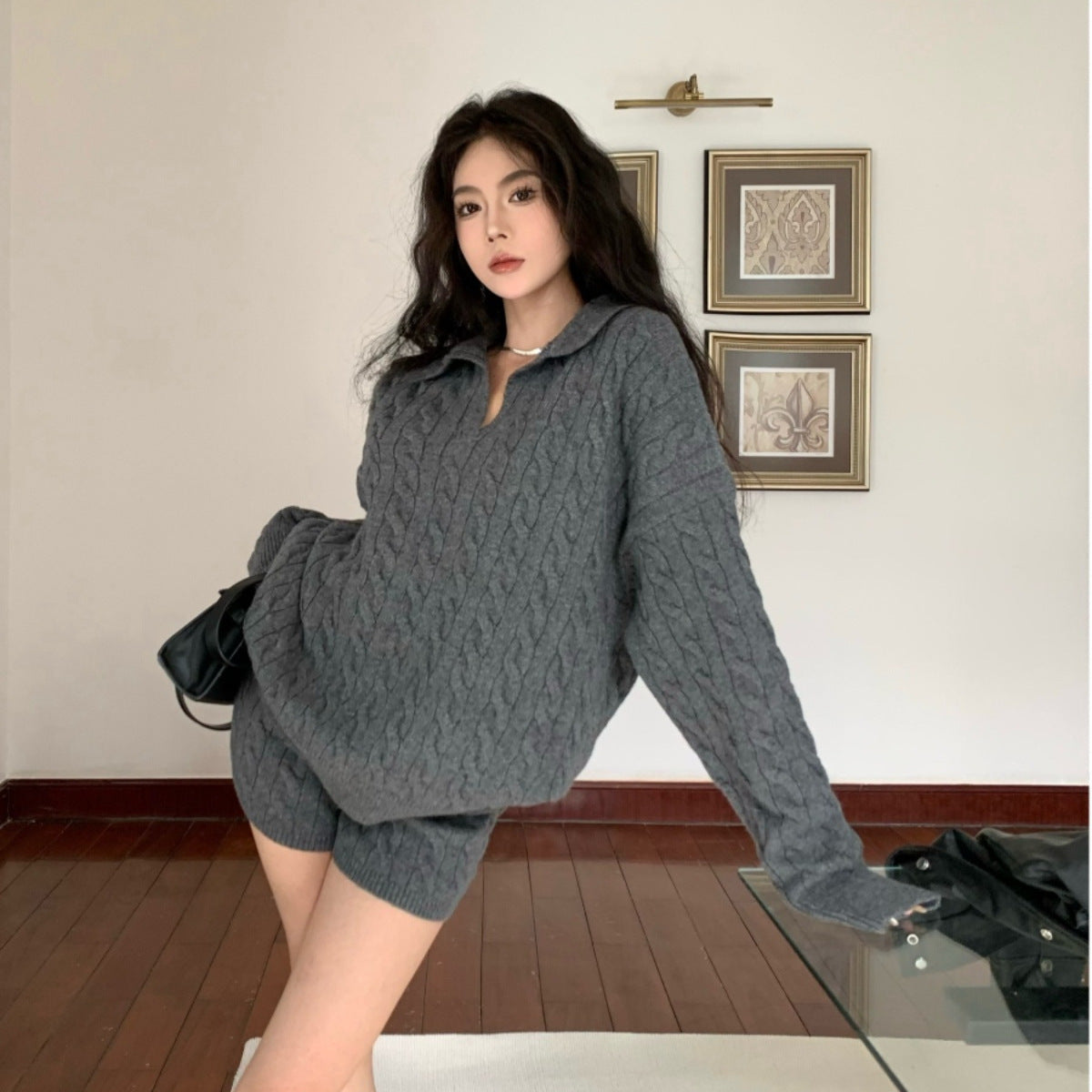 Loose And Lazy Style Top Shorts Fashion Suit