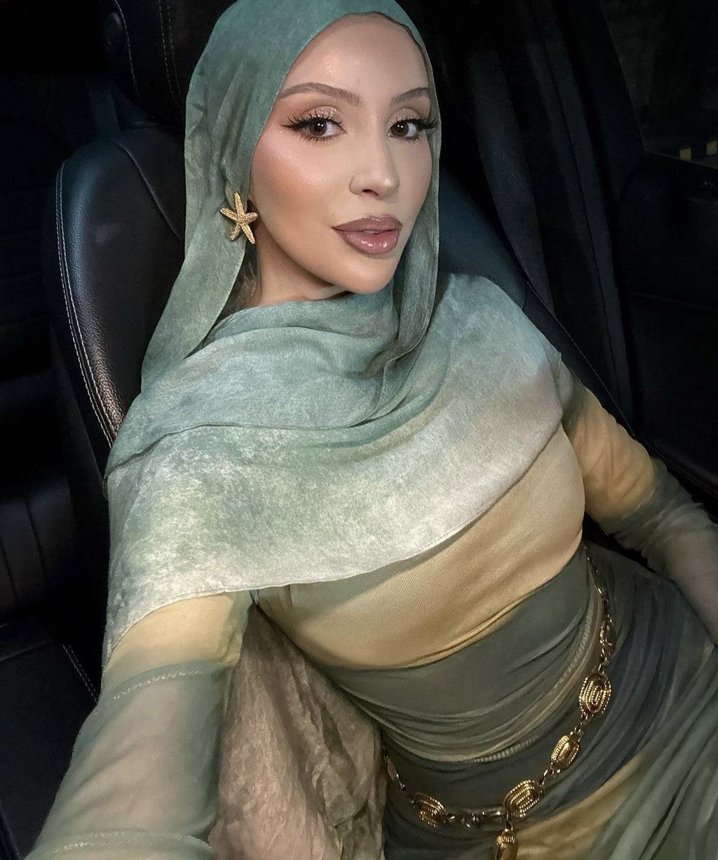 Watercolor Series Satin Polyester Ethnic Shawl