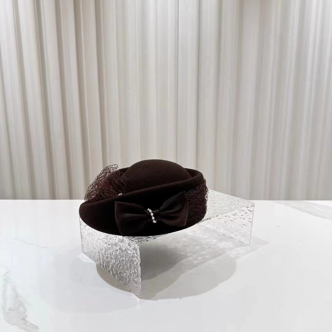 Hepburn Style Autumn And Winter Woolen Shaping Billycock Female French Style