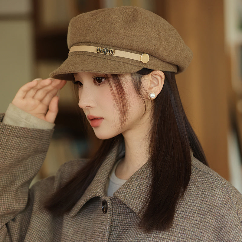 British Style Retro Easy Matching Haijun Hat Peaked Cap Beret