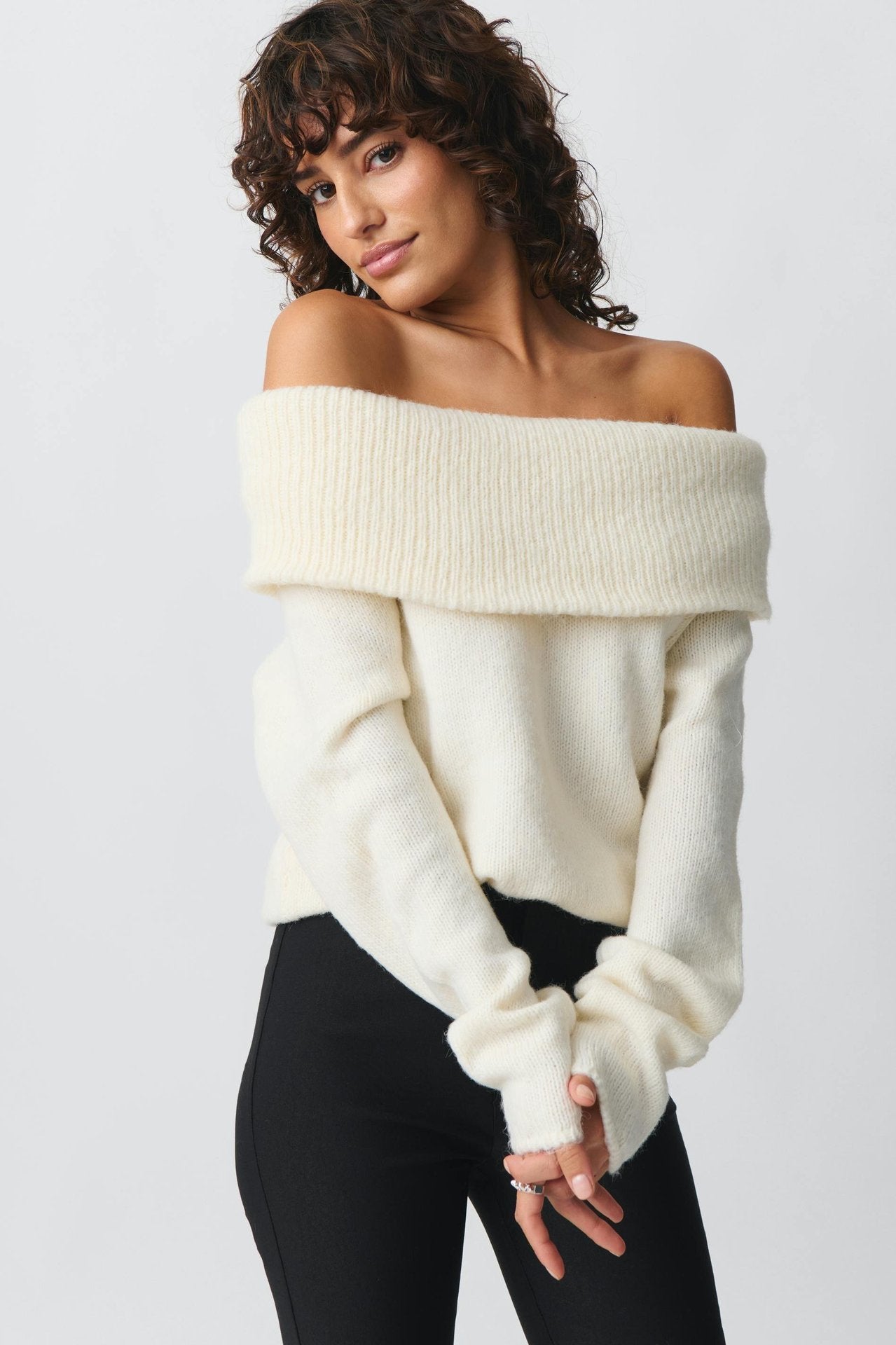Sexy All-matching Sweet Off-shoulder Lapel Sweater