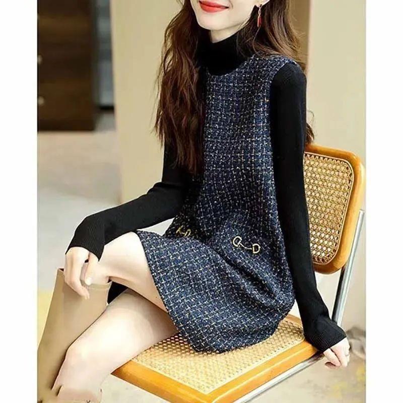 Slim-fit Round Neck Light Luxury French Vest Dress