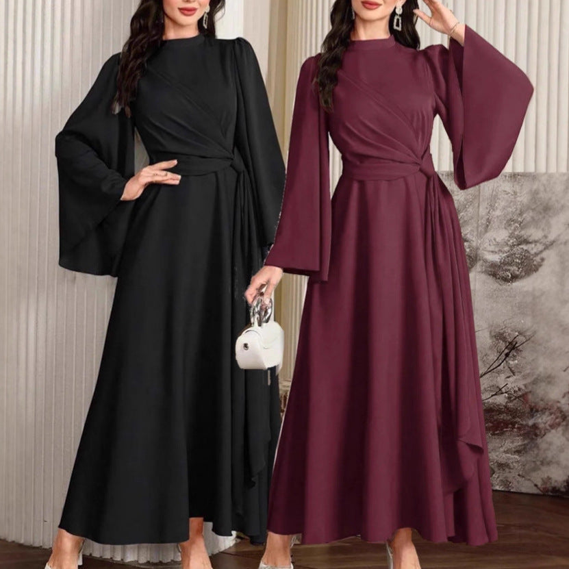 Women's Long Sleeve Solid Color Temperament Elegant Dress