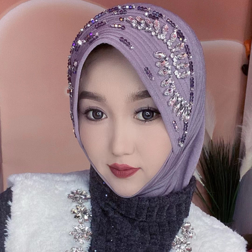 Rhinestone Elegant Women's Fashion Cover Headscarf