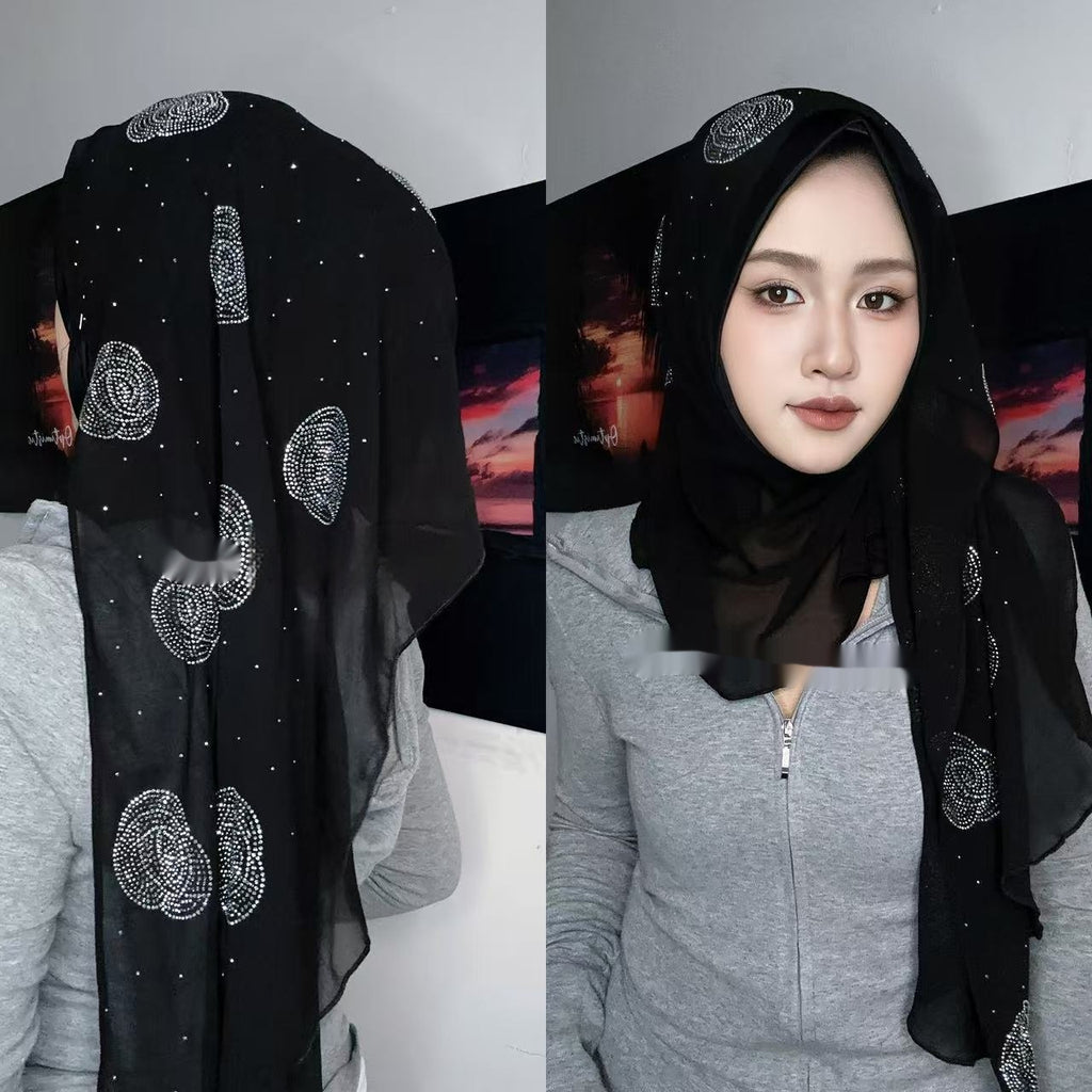 Scarf Rose Rhinestone Wrap Towel