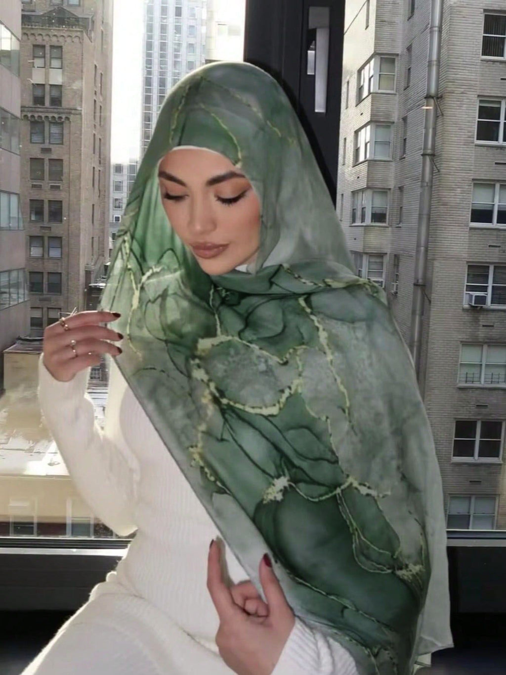 Watercolor Series Satin Polyester Ethnic Shawl