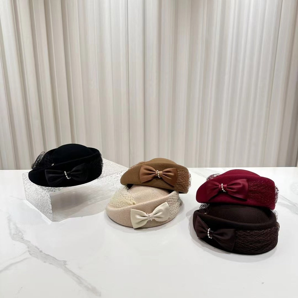 Hepburn Style Autumn And Winter Woolen Shaping Billycock Female French Style