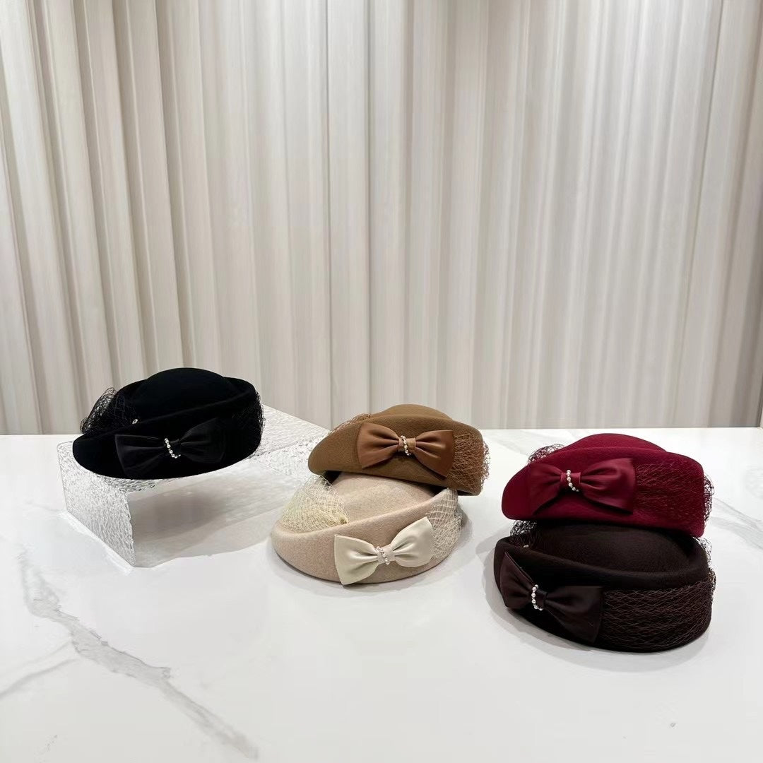 Hepburn Style Autumn And Winter Woolen Shaping Billycock Female French Style