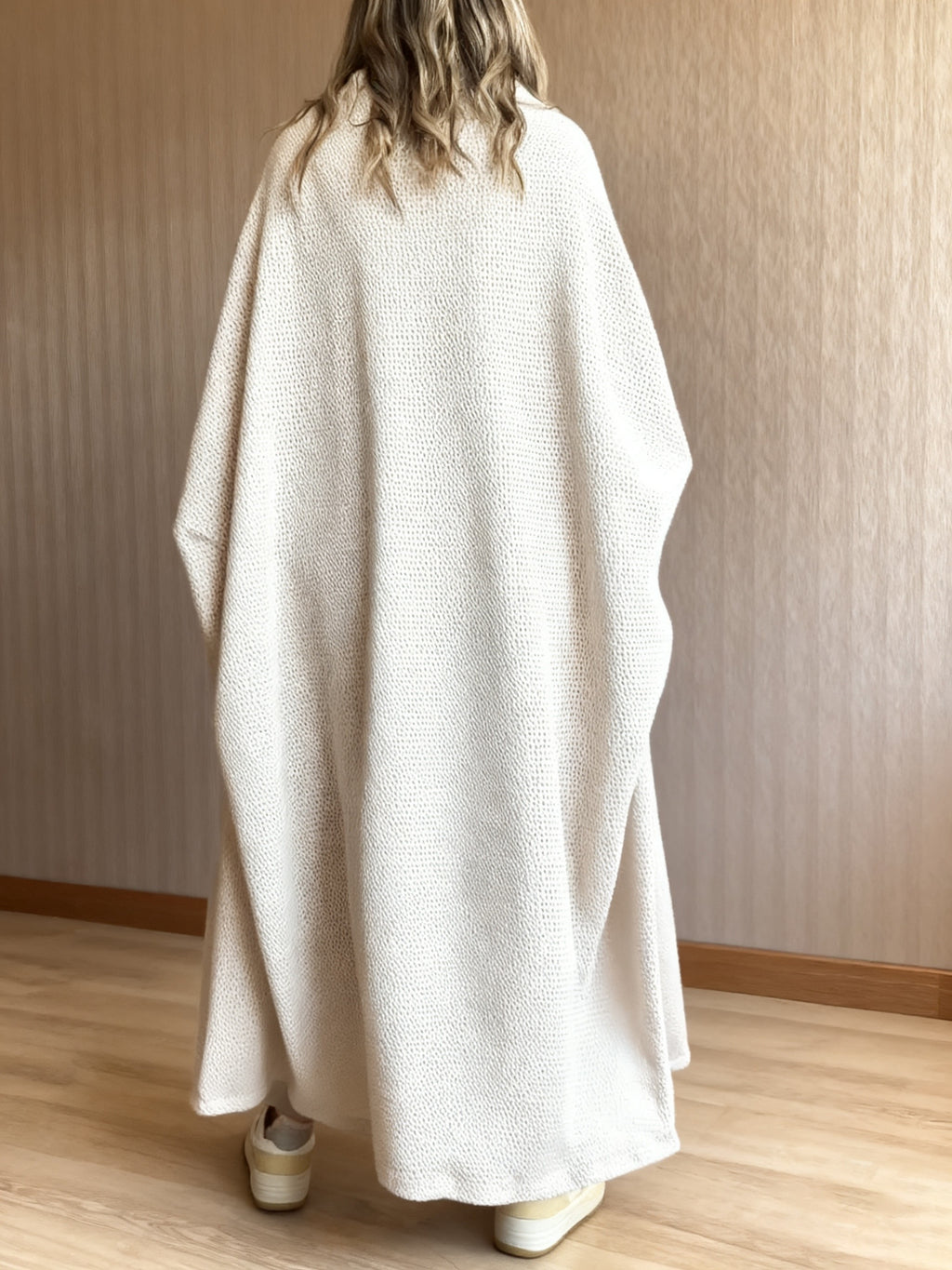 Beige Knit Hooded Duster Top