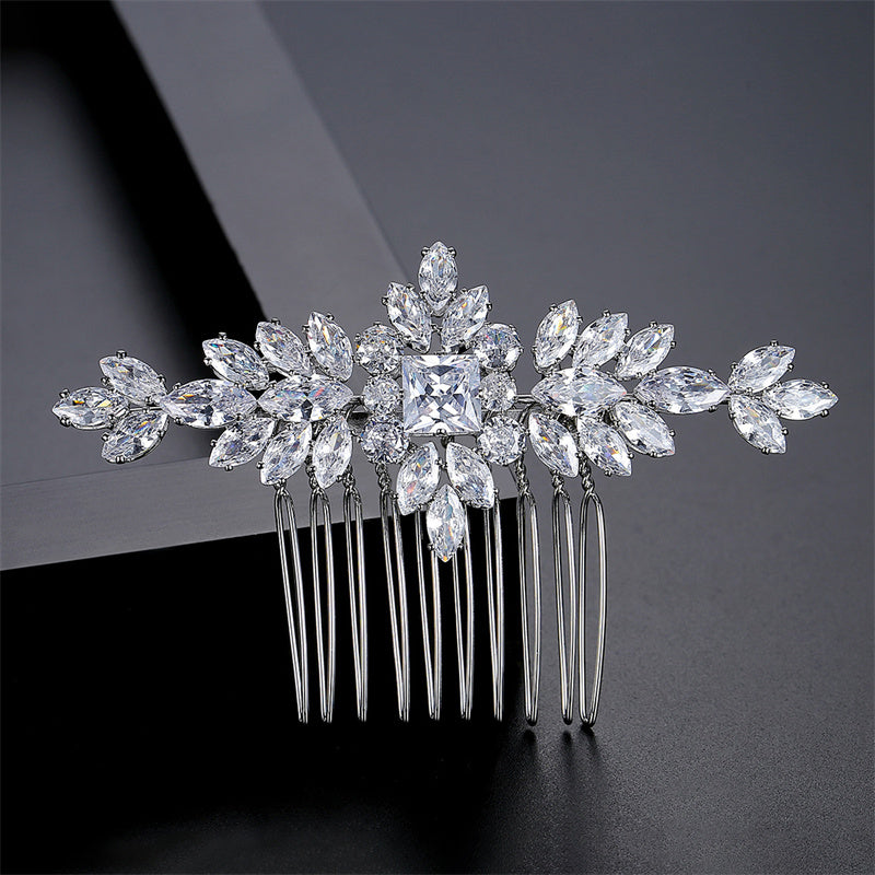 S925 Pure Silver Moissanite Fashionable New Bride Hair Comb Light Luxury Headwear