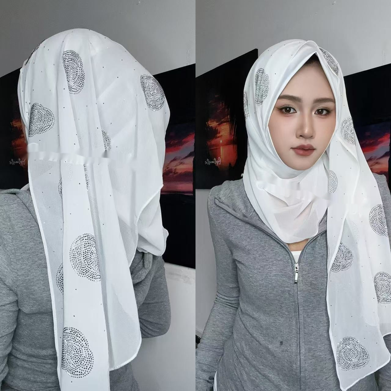 Scarf Rose Rhinestone Wrap Towel