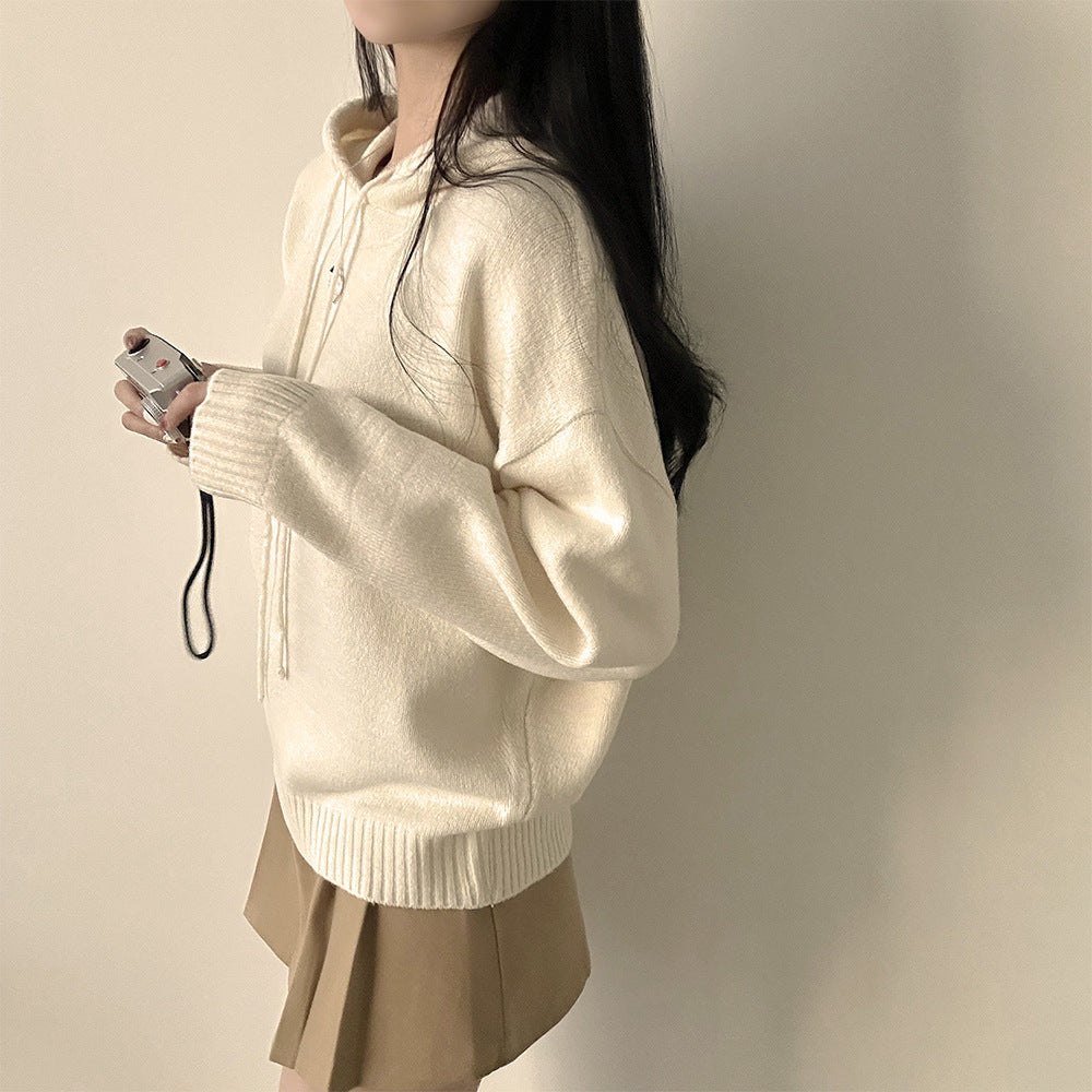 Korean Style Sweater Idle Style Solid Color Thick Long Sleeves Lantern Sleeve Sweater