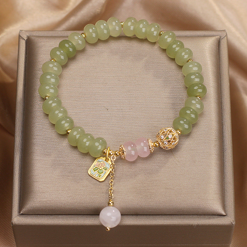 Natural Green Tourmaline Abacus Beads Crystal Bracelet For Women