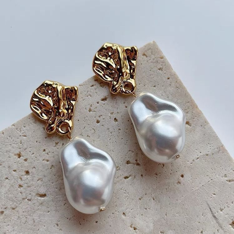 Silver Needle Irregular Shaped Bright Ear Studs