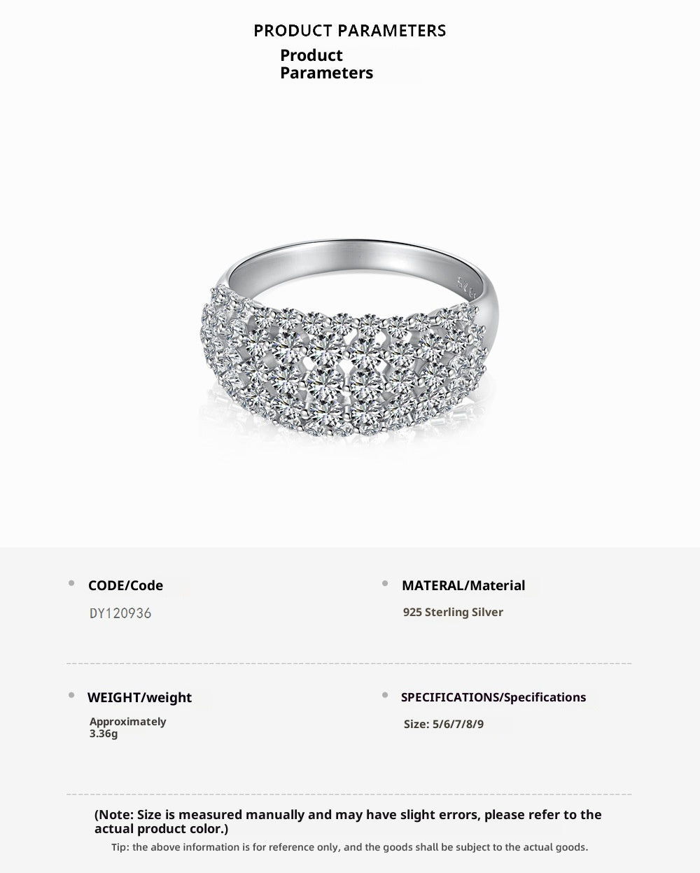 Sterling Silver Female Ring Full Zircon Inlaid Fashion All-match Unique Design