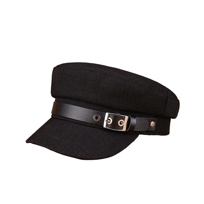 Women's Trendy Belt Buckle Duck Tongue Flat Beret Outdoor Sun-proof Warm Painter Hat