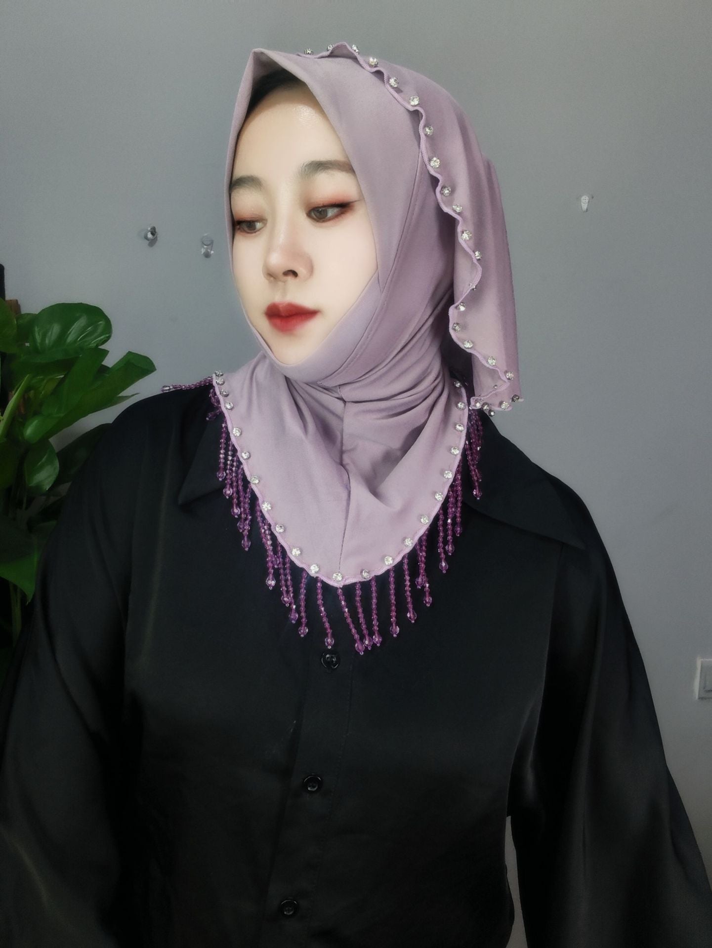 Crystal Tassel Dovetail Large Version Crystal Linen Fabric Scarf