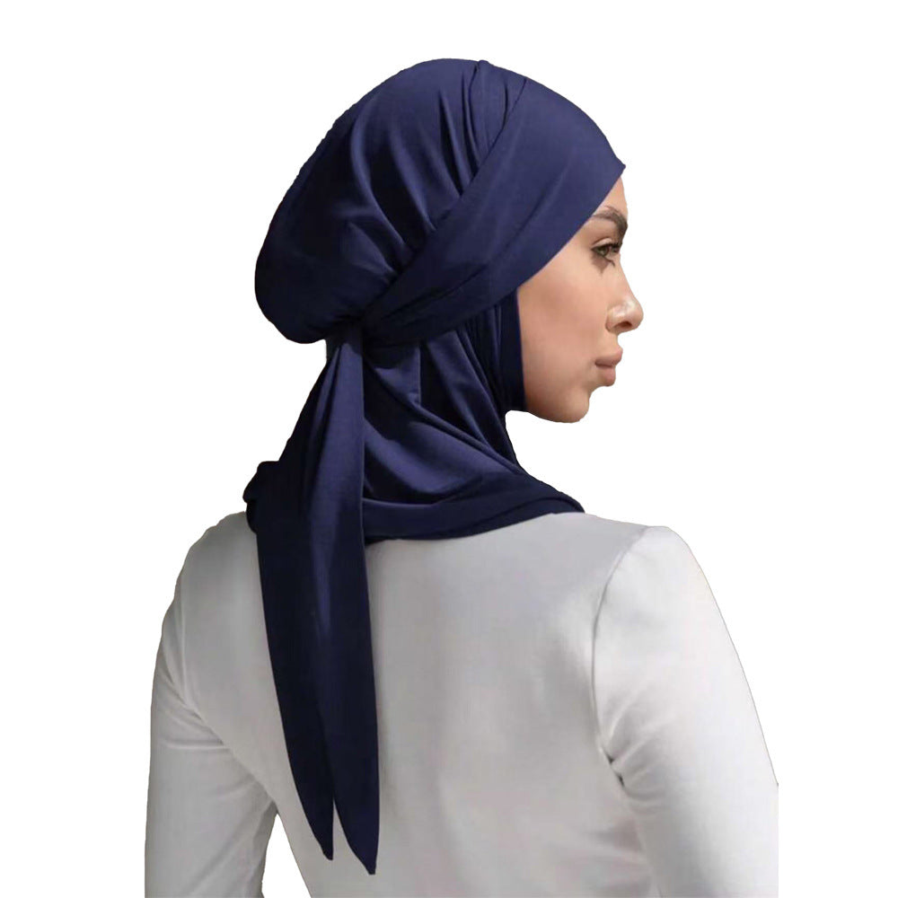 Solid Color Convenient Strap Headscarf Suit
