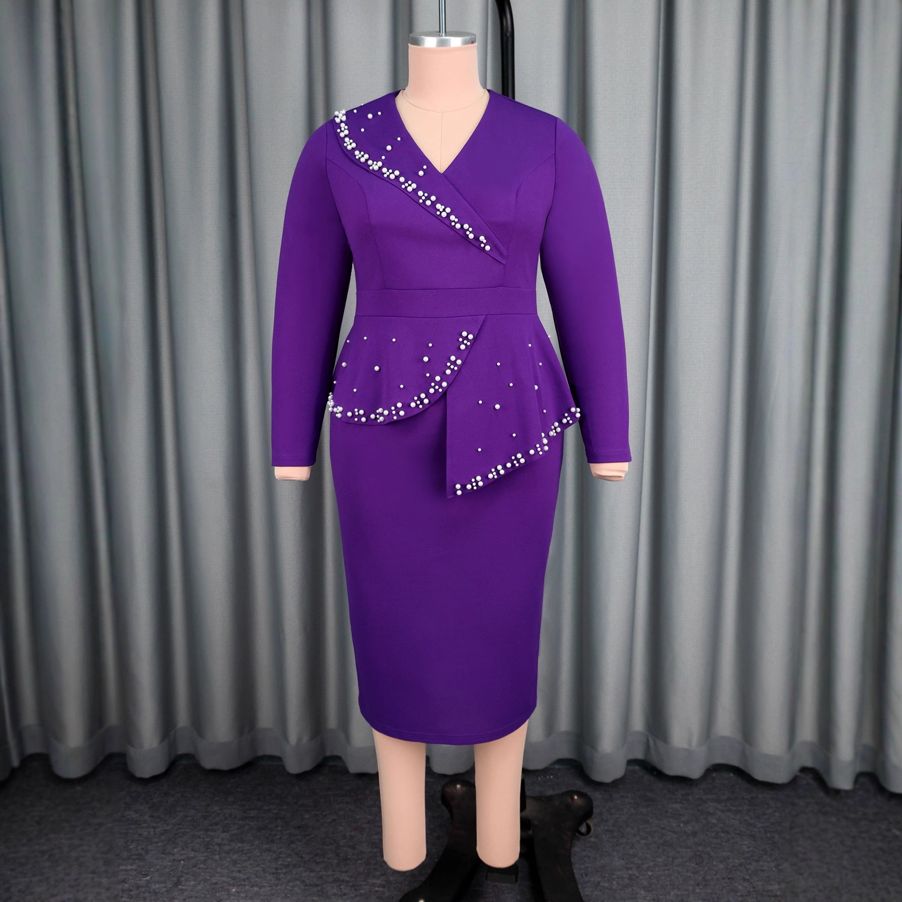 Women's Clothing V-neck Long-sleeve Dress