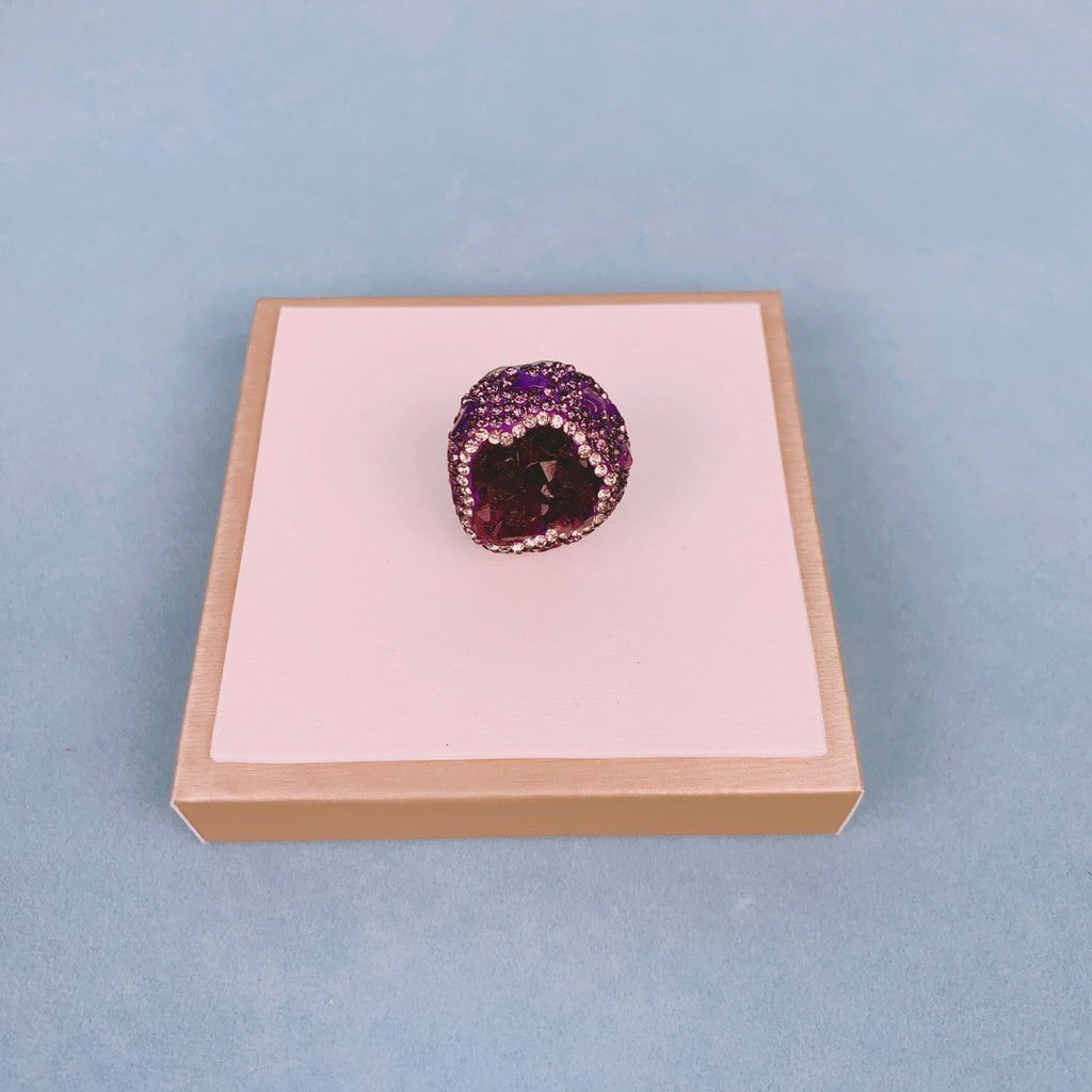 Natural Uruguay Amethyst Open Adjustable Ring