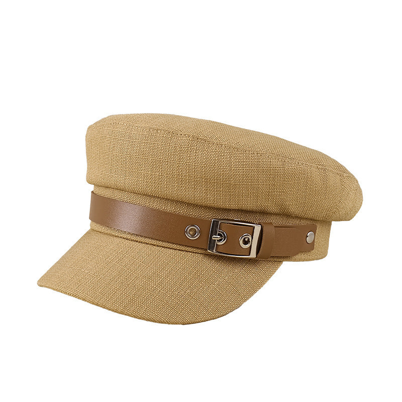 Women's Trendy Belt Buckle Duck Tongue Flat Beret Outdoor Sun-proof Warm Painter Hat