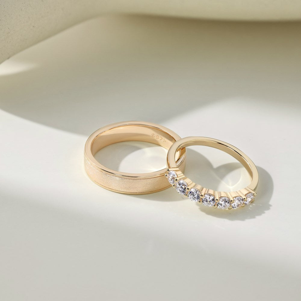 Sterling Silver Round Zircon Simple Plain Silver Ring