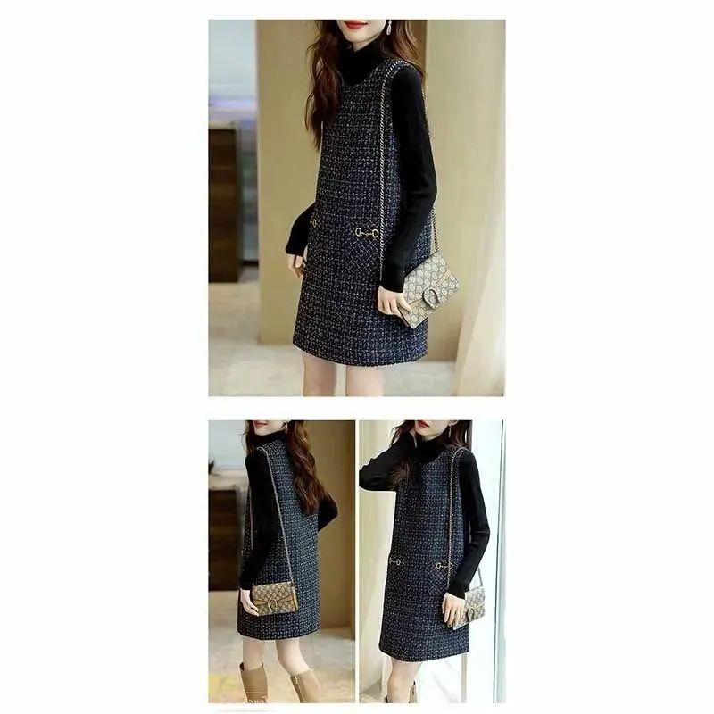 Slim-fit Round Neck Light Luxury French Vest Dress