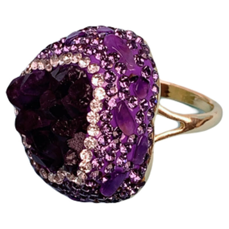 Natural Uruguay Amethyst Open Adjustable Ring