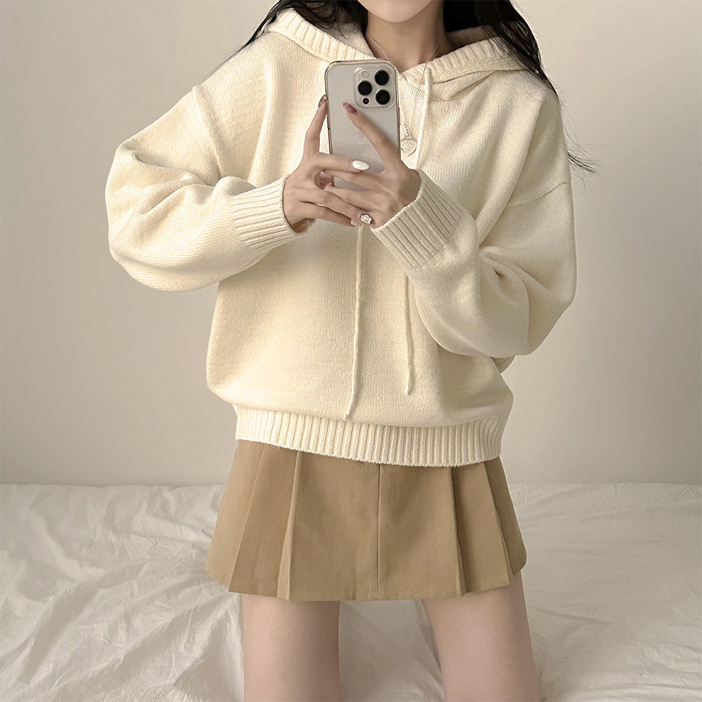Korean Style Sweater Idle Style Solid Color Thick Long Sleeves Lantern Sleeve Sweater