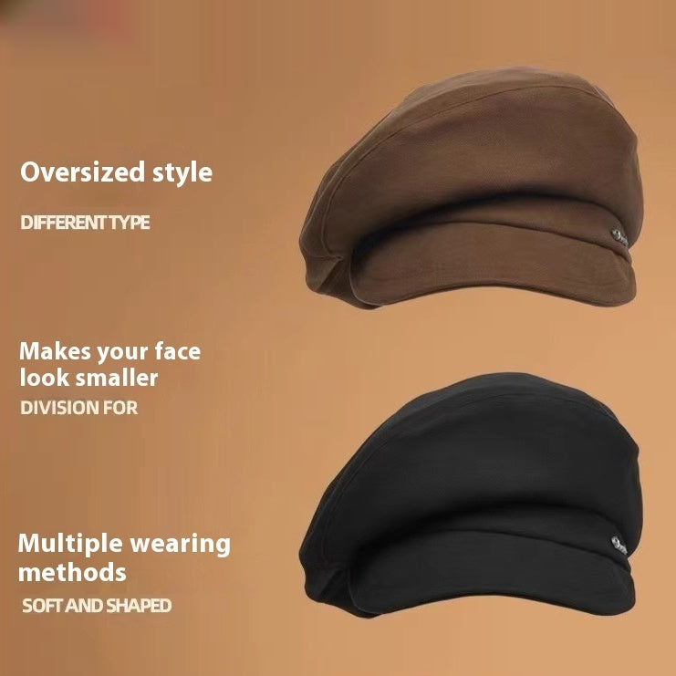 Retro Khaki Men Black Hat New Big Brim