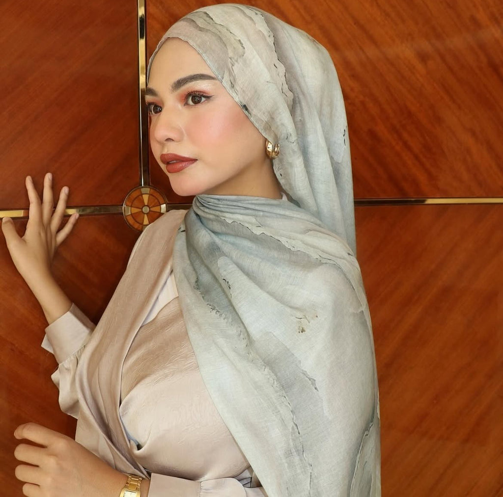 Watercolor Series Satin Polyester Ethnic Shawl