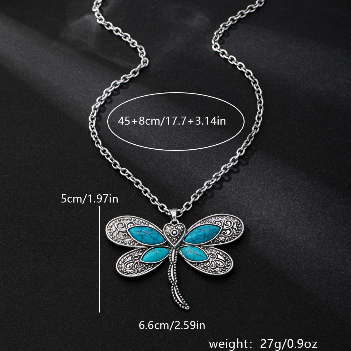 Fashionable Light Luxury Dragonfly Turquoise Pendant Necklace