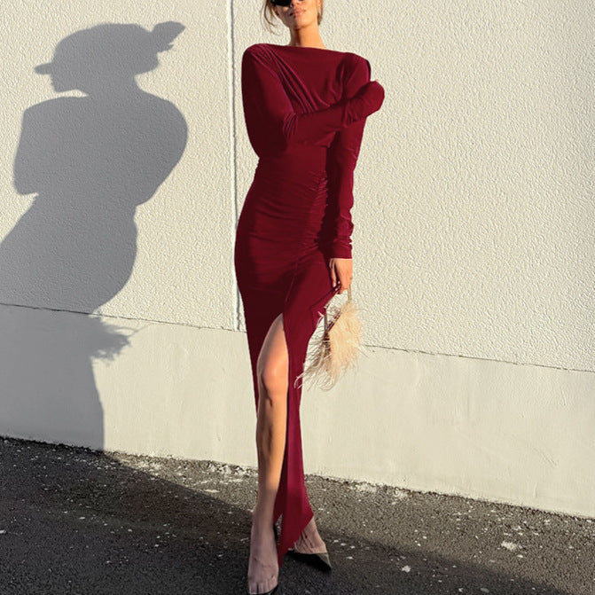 Fashion Elegant Backless Long Sleeve Dress For Women