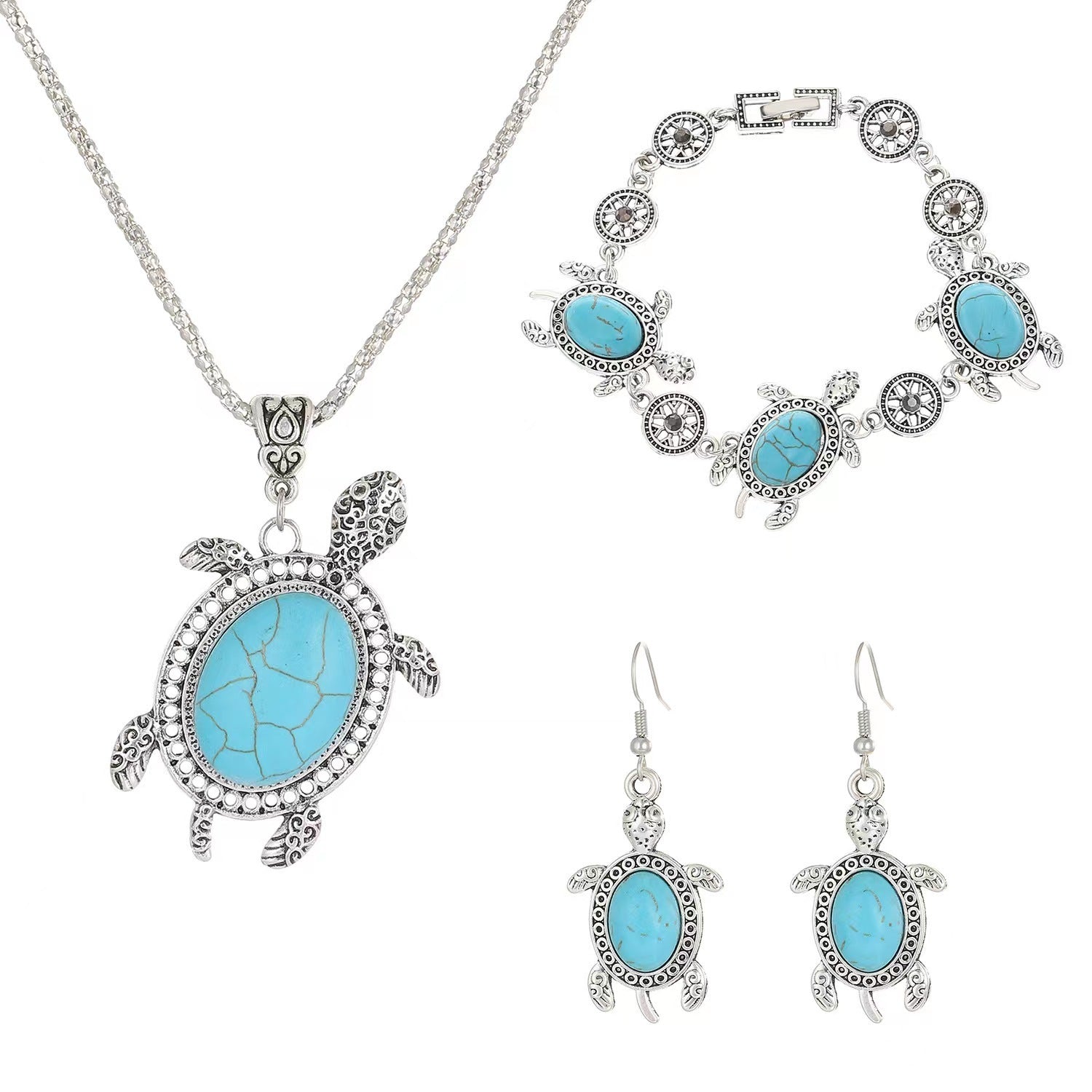 Fashion Turquoise Turtle Three-piece Jewelry