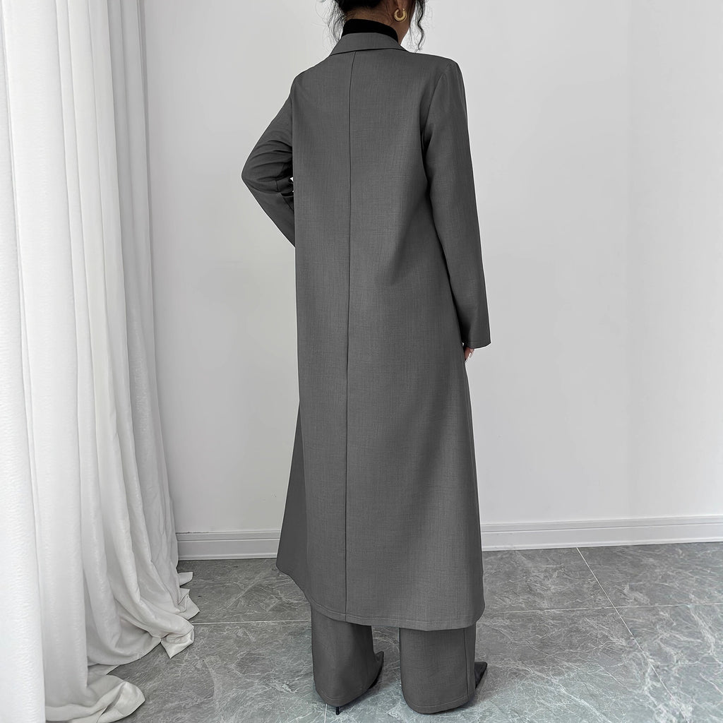 Long Jacket Without Lining Pants Elegant Graceful Two-piece Suit