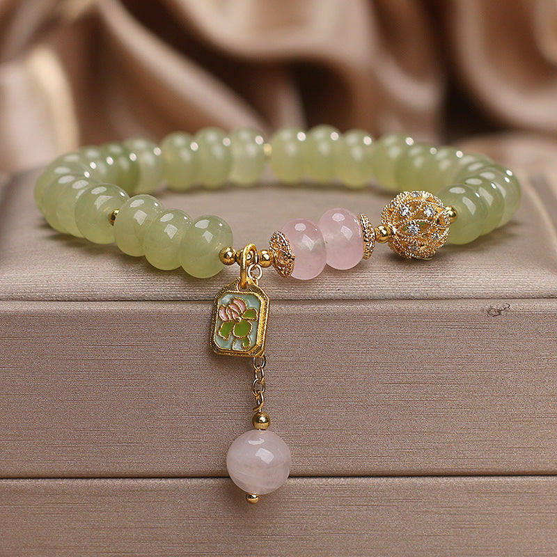 Natural Green Tourmaline Abacus Beads Crystal Bracelet For Women