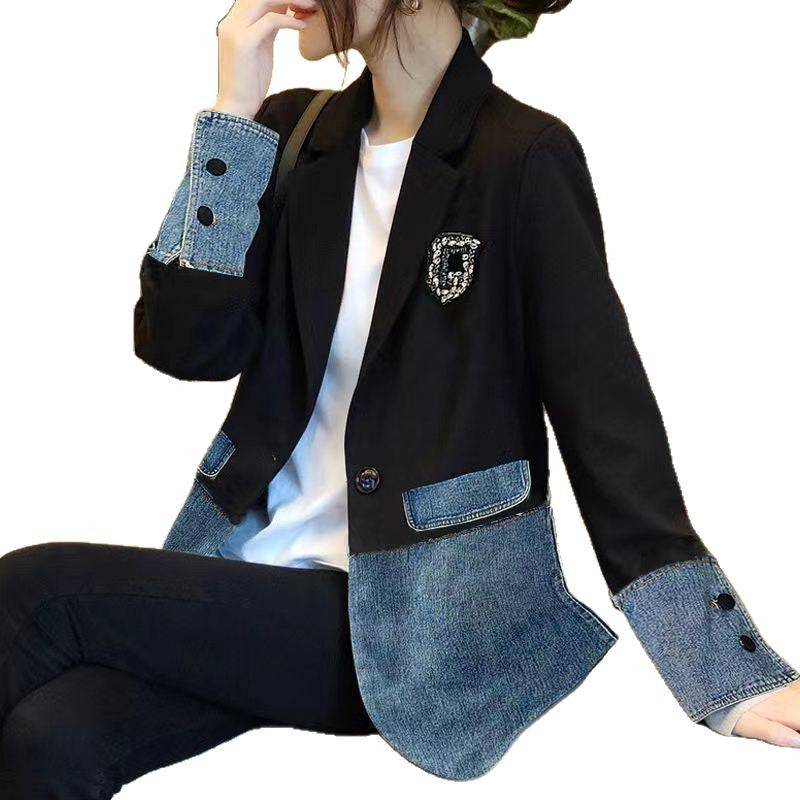 Niche Leisure Style Patchwork Suit For Petite Figures