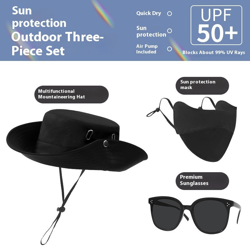 Three-piece Set Cap Fisherman Hat Sun-proof Climbing Equipment