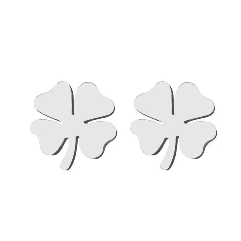 Titanium Steel Does Not Fade, 18K Gold New Four-leaf Clover Earrings, Niche Design With A High-end Feel